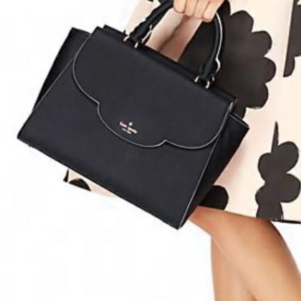 Kate Spade Black Pebbled Leather Top Handle Satchel Makayla Leewood Place - Picture 8 of 11